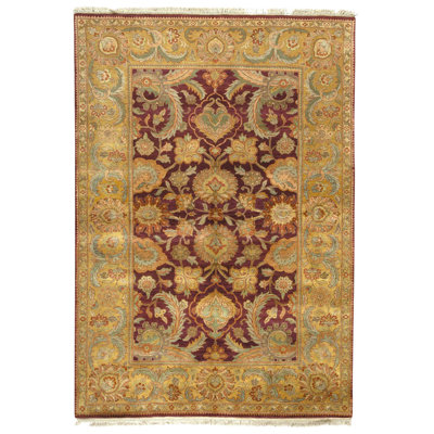 High-Quality Hand-Knotted Red And Gold Area Rug