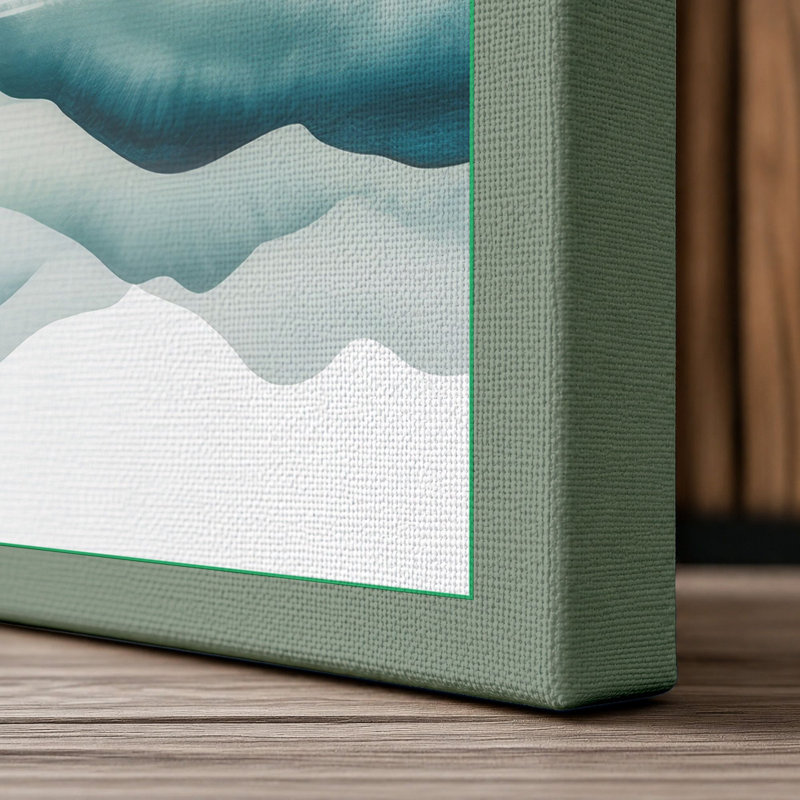 Mountains at Sunrise Scandinavian - Wrapped Canvas, 18x12 - 45.7 x 30.5 cm, Sage Border