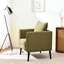 Fauteuil confortable avec pieds en bois massif, revêtement en tissu, pour la chambre à coucher et le bon espace, coussin de taille de salon olive, style classique-1857807916