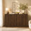 Buffet en bois moderne avec rangement, grand buffet cannelé avec tablettes réglables, crédence, console d'appoint