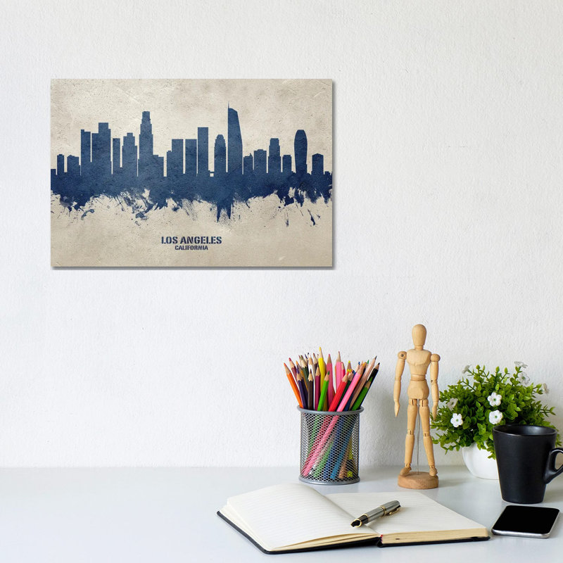 Los Angeles California Skyline Concrete by Michael Tompsett - Wrapped Canvas Gallery-Wrapped Canvas Giclée