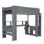 Lit mezzanine simple en bois avec bureau, tablettes multiples, DEL et station de charge-114239089