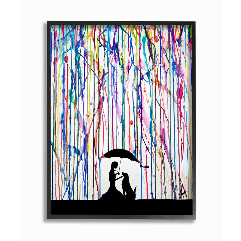 «Rainbow Rain Drops», ensemble d'impression sur toile panoramique, H 20 po x l 16 po, Giclée encadrée noir minuit