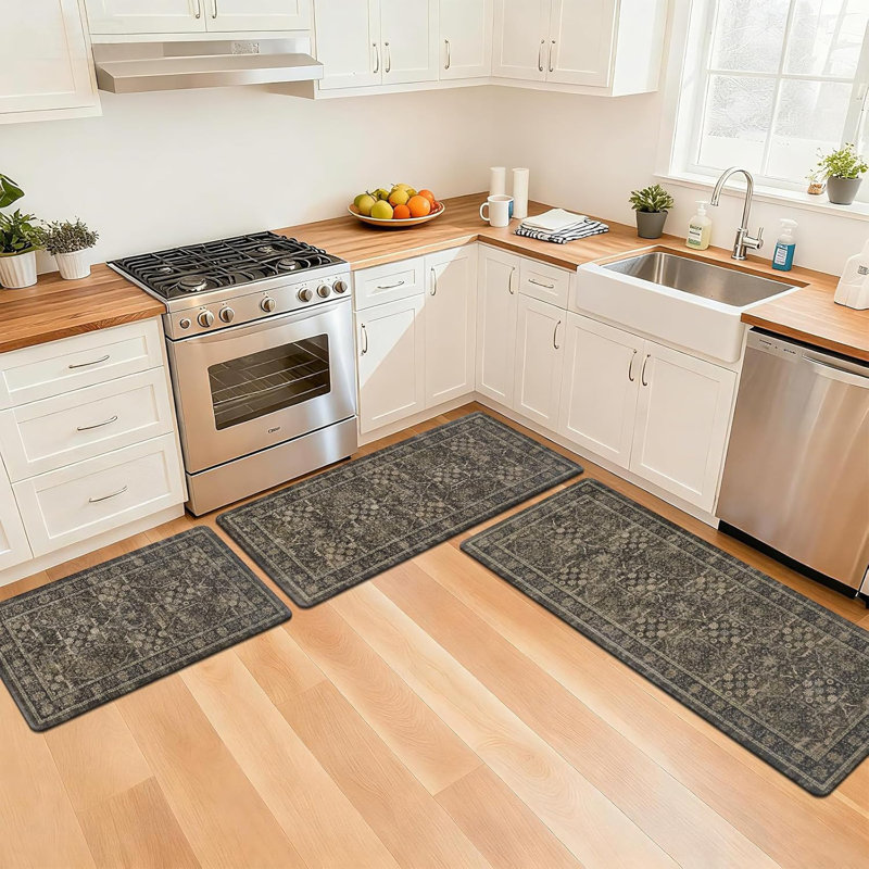 Anti-Fatigue Non-Skid Waterproof Kitchen Mat (Set Of 3), Taupe
