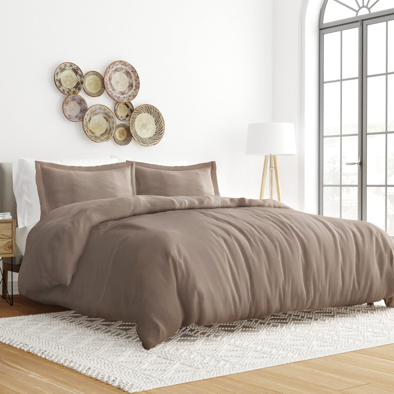 Taupe Ultra Soft Microfiber Queen Duvet Cover Set