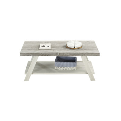 Table basse beige et grise - rangement supplémentaire, bois de qualité 1,77 po d'épaisseur