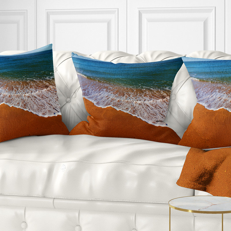 Coussin de plage blanc avec ondulations d’été, Carrée 18 po x 18 po