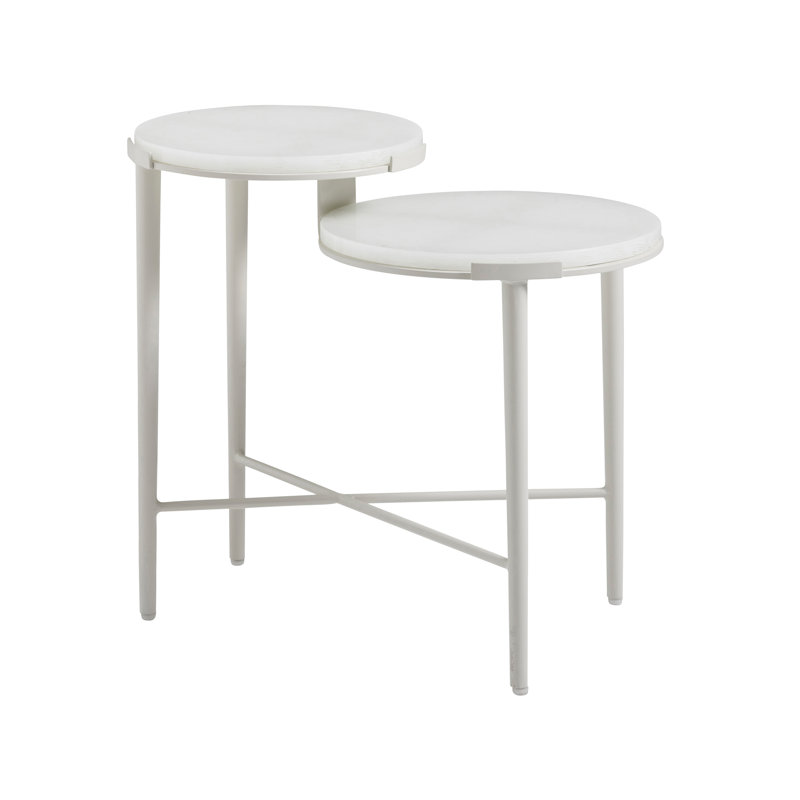 Contemporary Seabrook White Tiered Round End Table