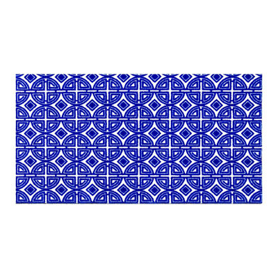 2' X 4' Cobalt Blue And White Geometric Washable Non Skid Area Rug