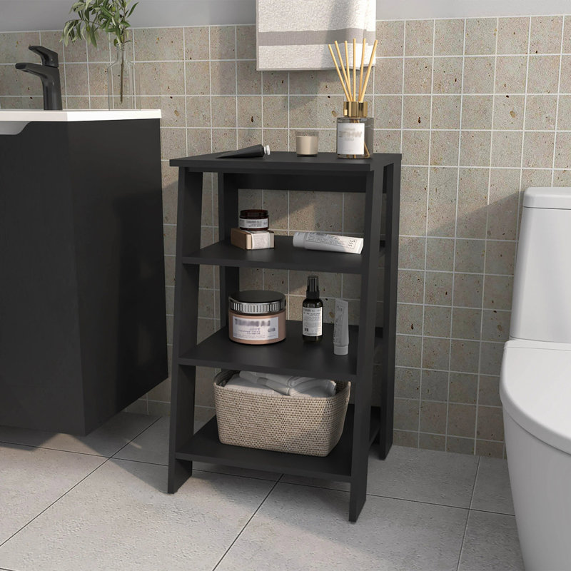 Wenge Freestanding Bathroom Shelf With Open Storage, Wenge