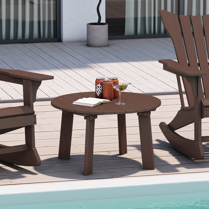 Round Outdoor Coffee Table , 31.5'' in. W 31.5'' in. D, Brown