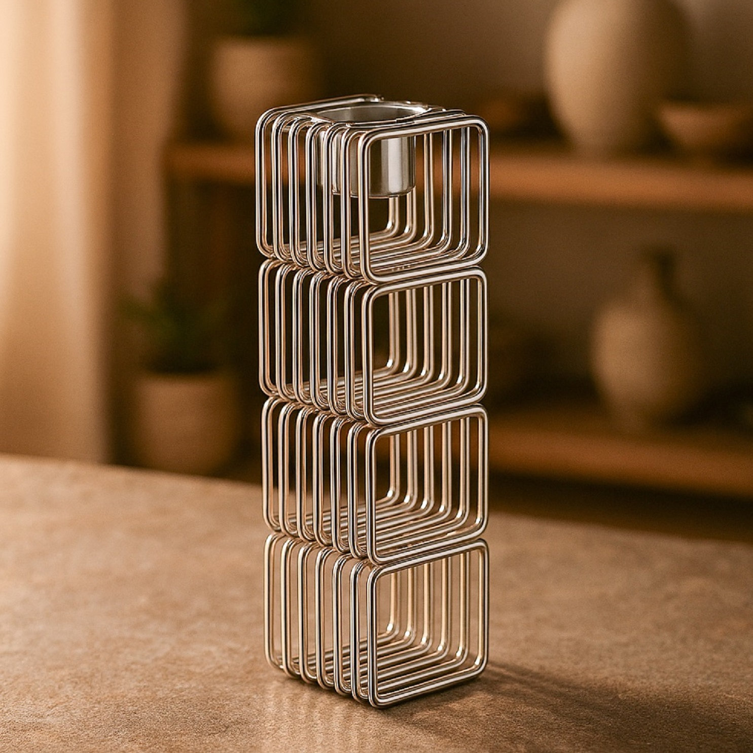 Paulding Wire Pillar Candle Holder, 8" H x 2" W x 2" D