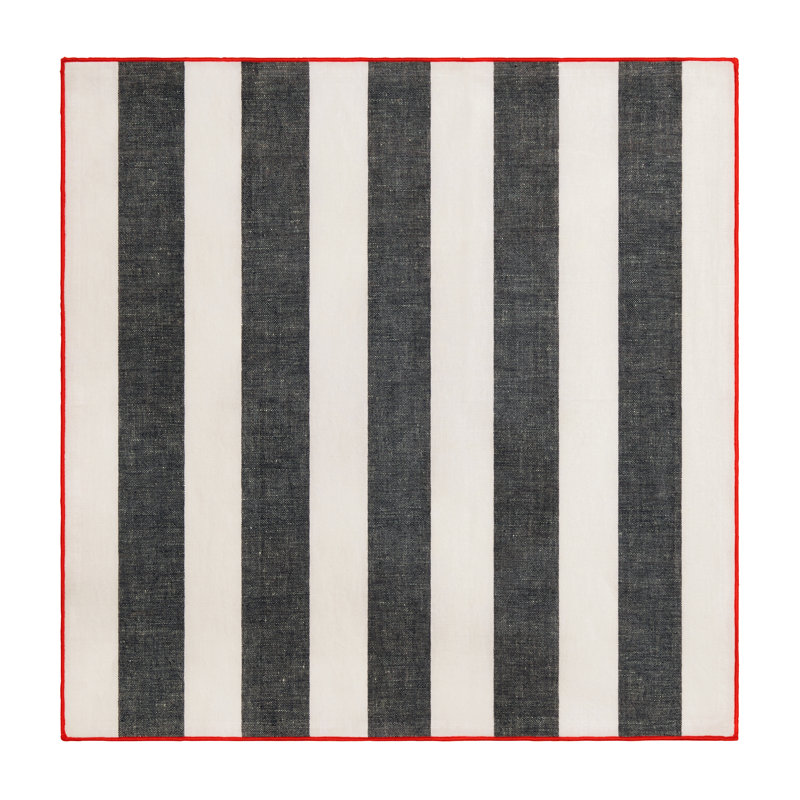 Pizani Linen Rectangle Napkins, Navy, Red