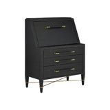 Verona - Three-Drawer Secretary Desk - Black, Natural, Champagne, Silver
