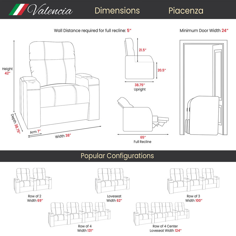 Orren Ellis LED Manual Home Theatre Configurable Seating (Row of