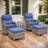 Deb 5-Piece Outdoor Conversation Set with Wicker Swivel Rocking Chairs, Ottomans & Side Table-1811363669