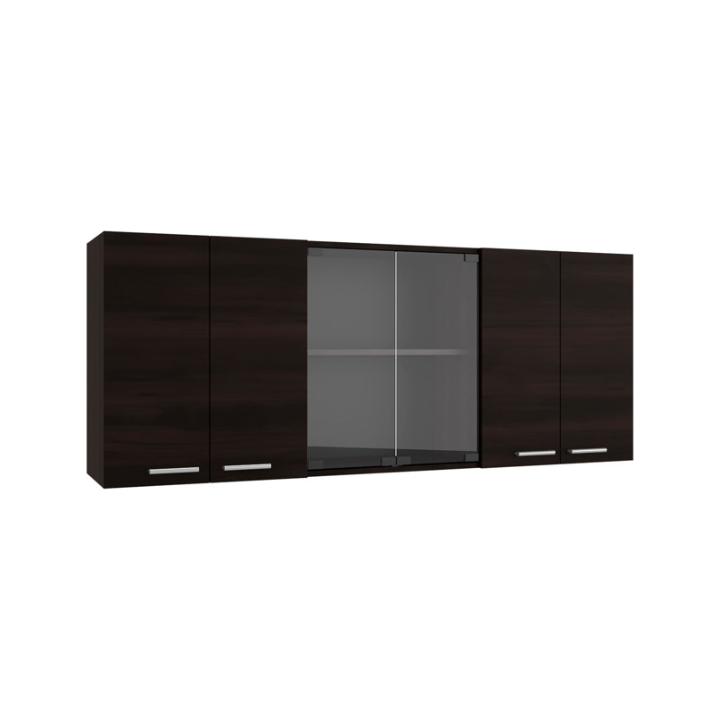 Armoire de cuisine murale avec portes vitrées Texas, STAINED WALNUT