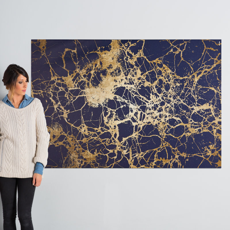 Calimas Indigo par Oliver Gal - impression d'art graphique, Toile tendue, H 36 po x l 54 po x P 1,5 po
