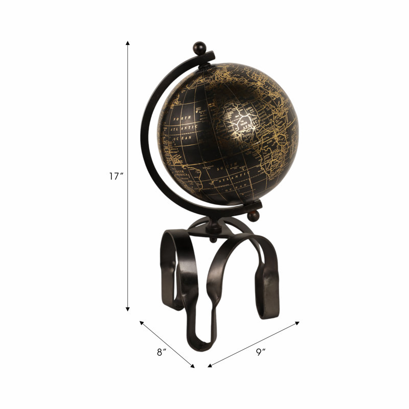 22" Rally Large Metal Globe, 17" H x 9" W x 8" D