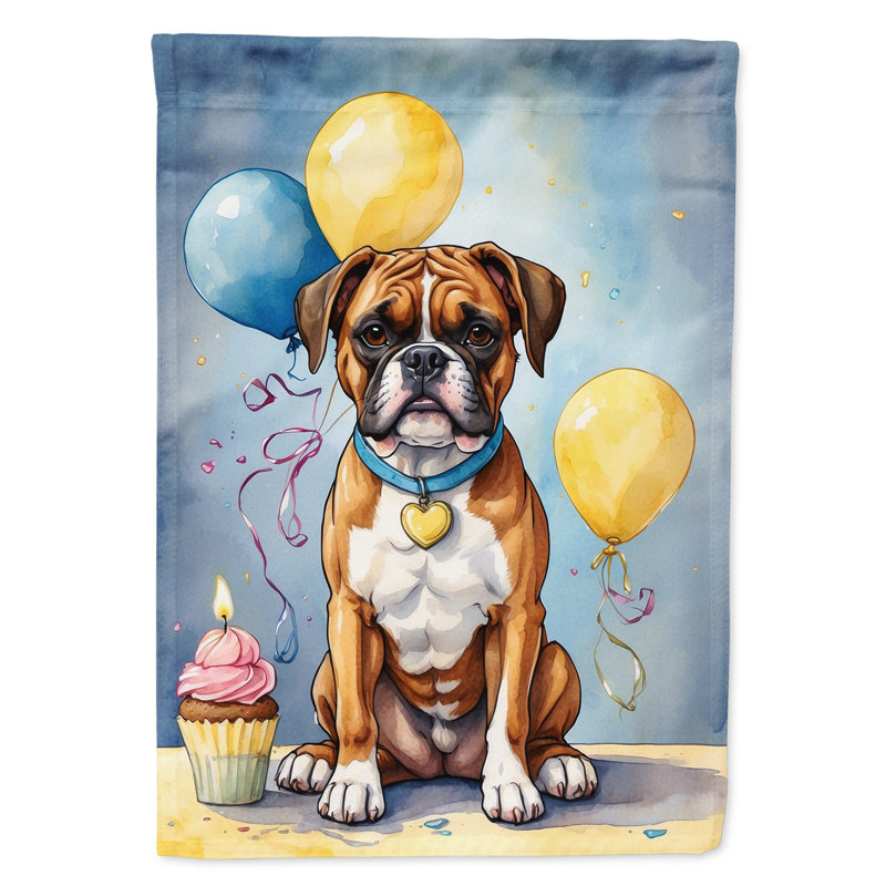 Drapeau «Happy Birthday House», Boxer brun