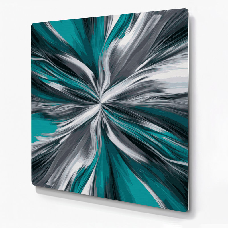 Art numérique en métal bleu abstrait numérique 30, H 12 po x l 12 po