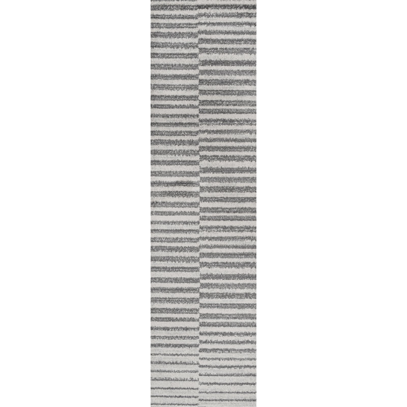 Phares Stripe Gray/Cream Rug, Runner 2'3" x 8'