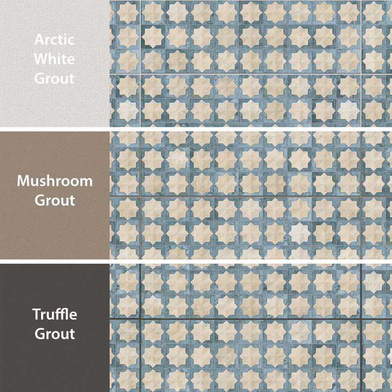 Tetuan Astre 12" x 22" Porcelain Moroccan Wall Tile, Beige/Blue