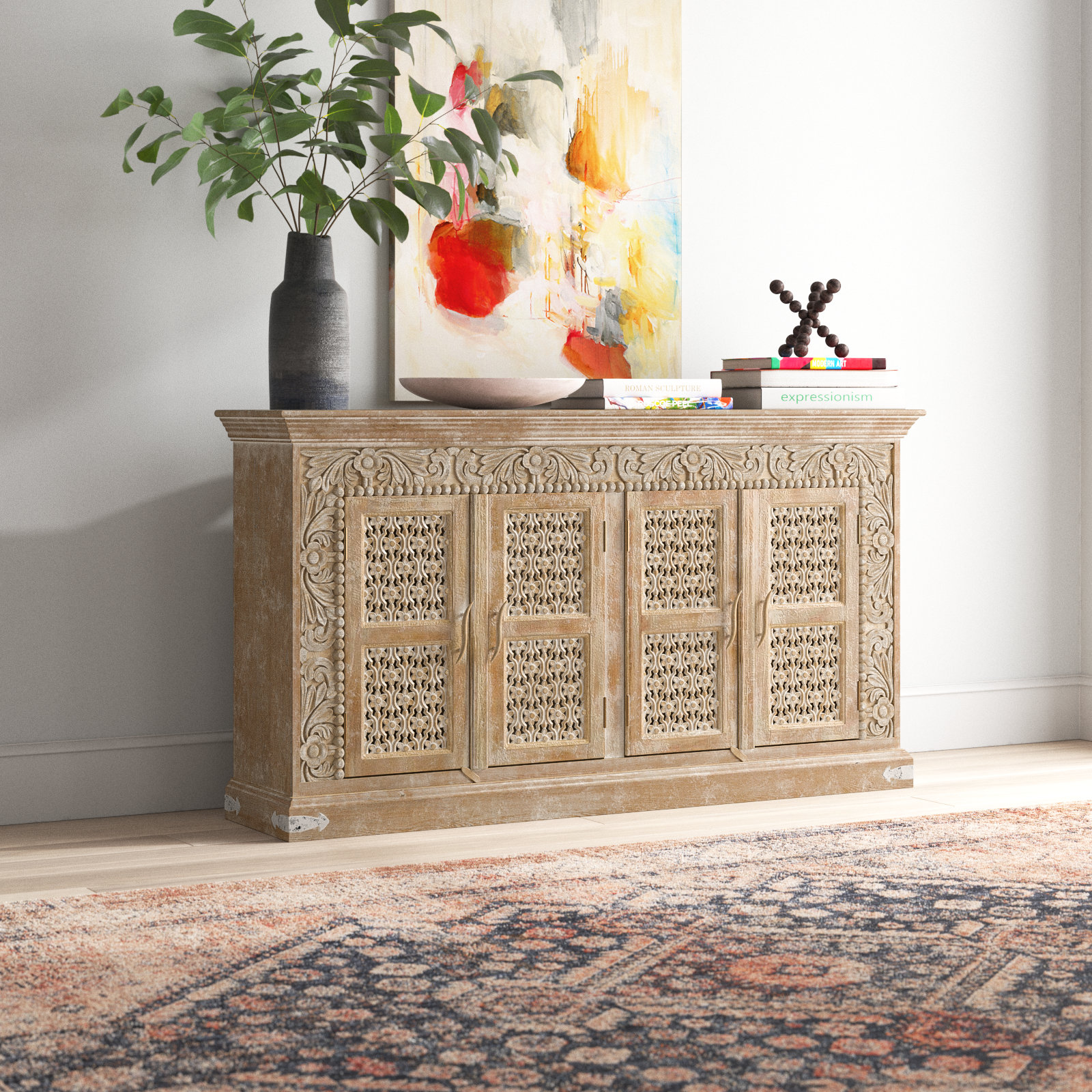 Langley Street® Vasquez Brown Solid wood Sideboard &amp; Reviews | Wayfair