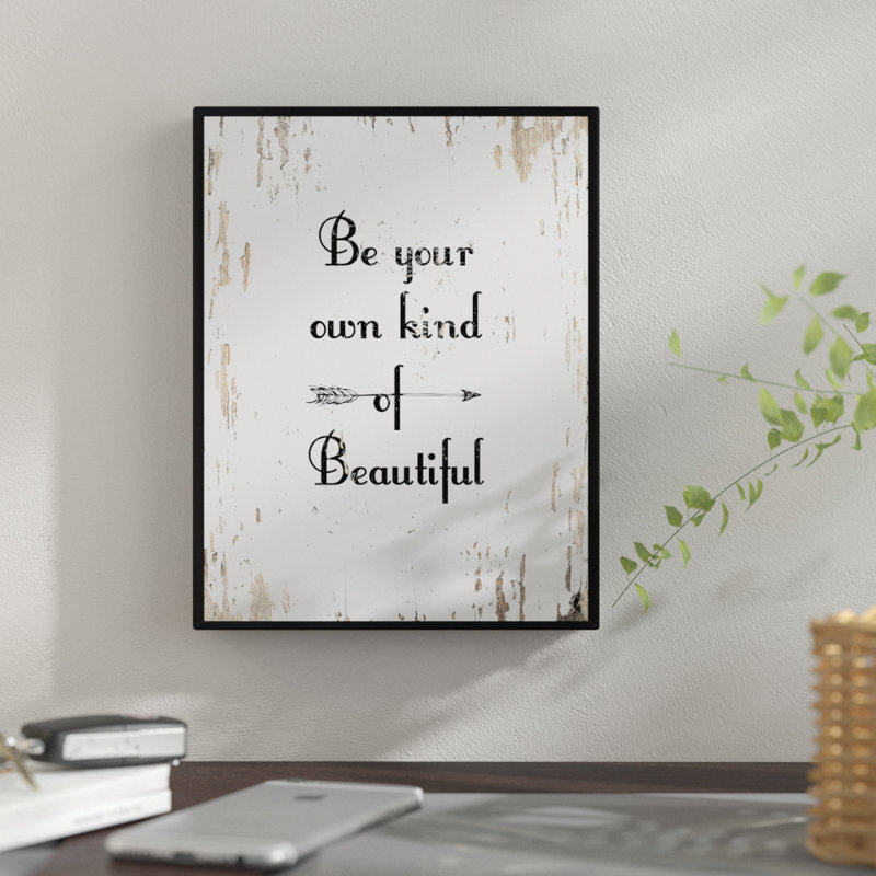 «Be Your Own Kind of Beautiful», reproduction d'art textuel sur toile encadrée, H 17 po x l 13 po x P 1,13 po