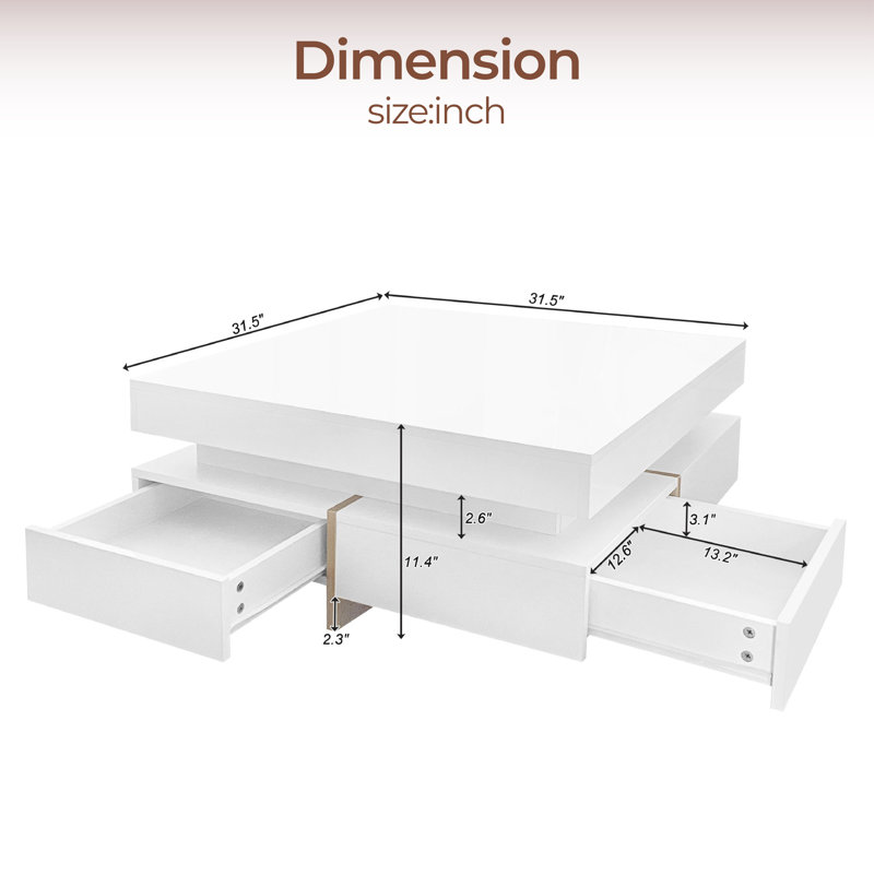 Gibora Single Coffee Table, White