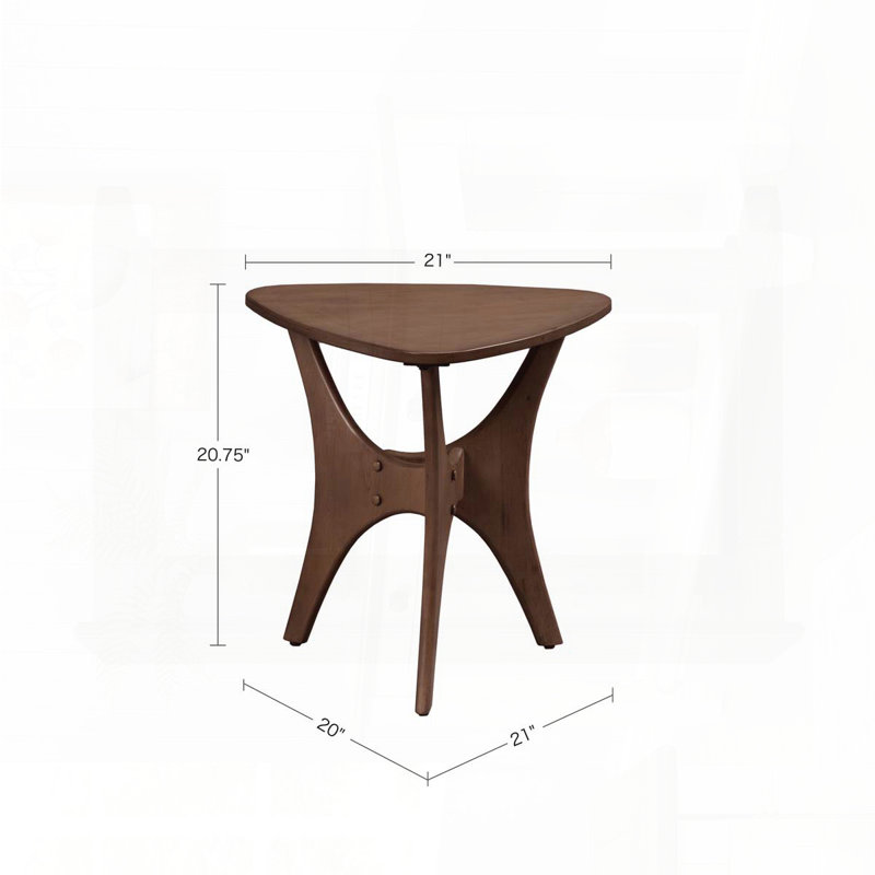 Table d'appoint triangulaire en bois avec finition pacane