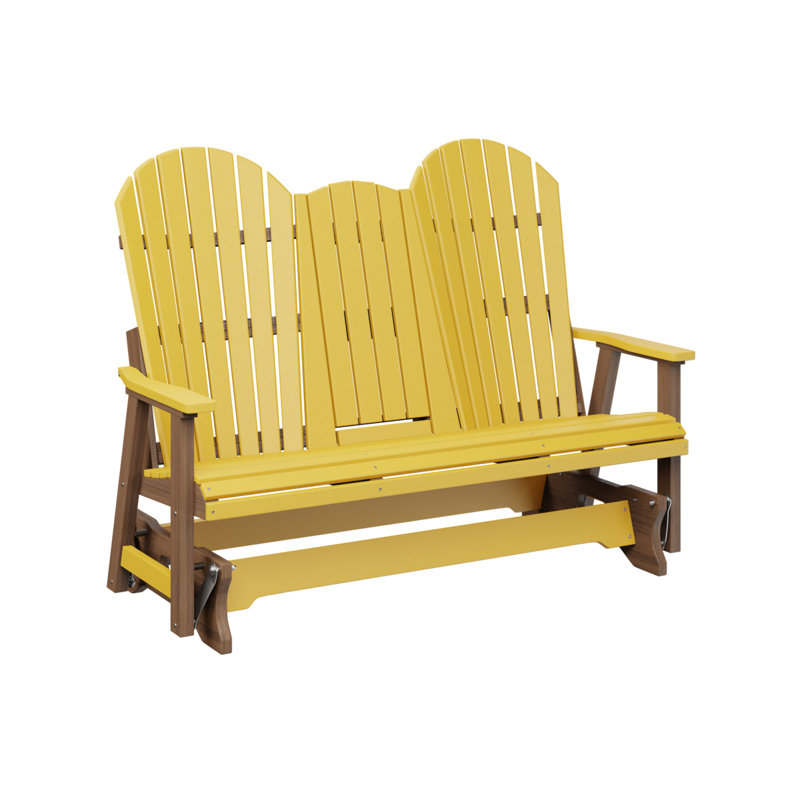 Comfo Back Outdoor Glider, Sunburst Yellow Top/Antique Mahogany Base