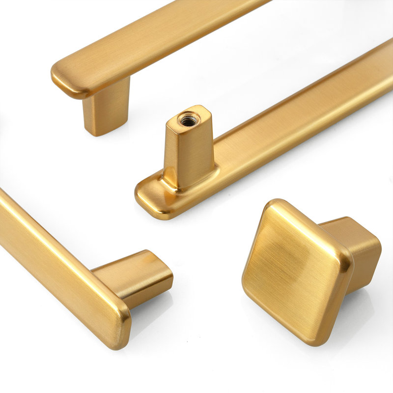 New Collection  1 3/16" Length Square Knob Multipack, Brushed Gold