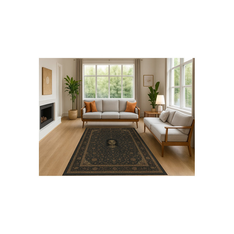 Tapis noir Mosso, 4 pi 11 po x 9 pi 10 po