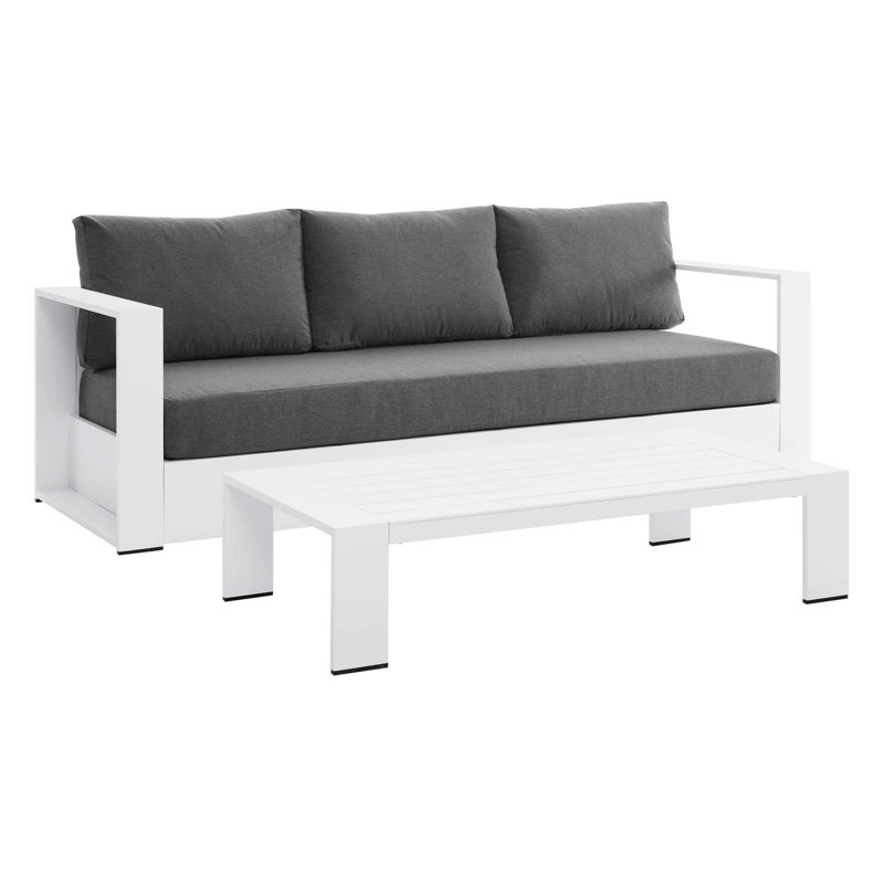 Ensemble de 2 pièces de patio en aluminium thermolaqué Tahoe par Modway, Gris anthracite, Blanc