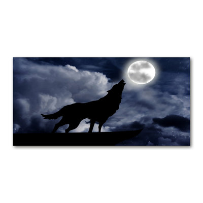 Howling Wolf Full Moon - No Frame Print on Canvas