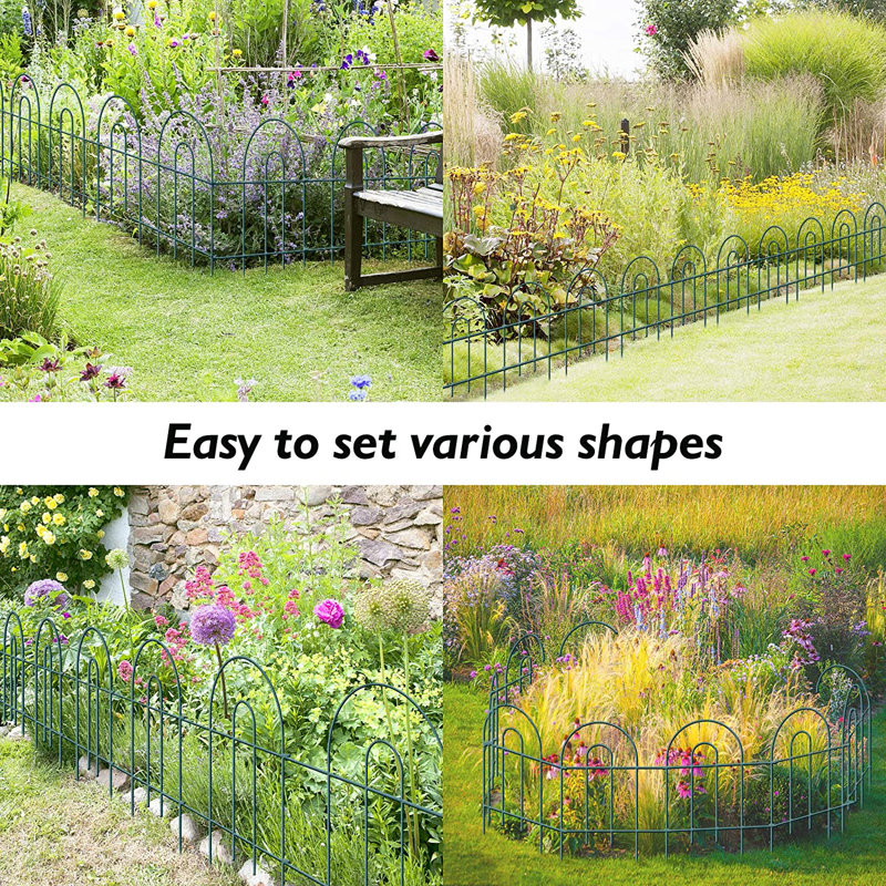 Green Iron Decorative Garden Fence Panels, 24" High, 35ft Length