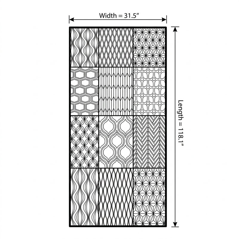 Mid-Century Modern Geometric Patchwork Runner Rug