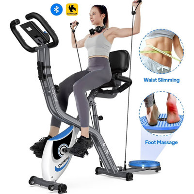 4in1 Folding Exercise Bike Indoor Home Cycling Bike Stationary Magnetic Cycling Bicycle X Bike Gym Workout 300 lbs