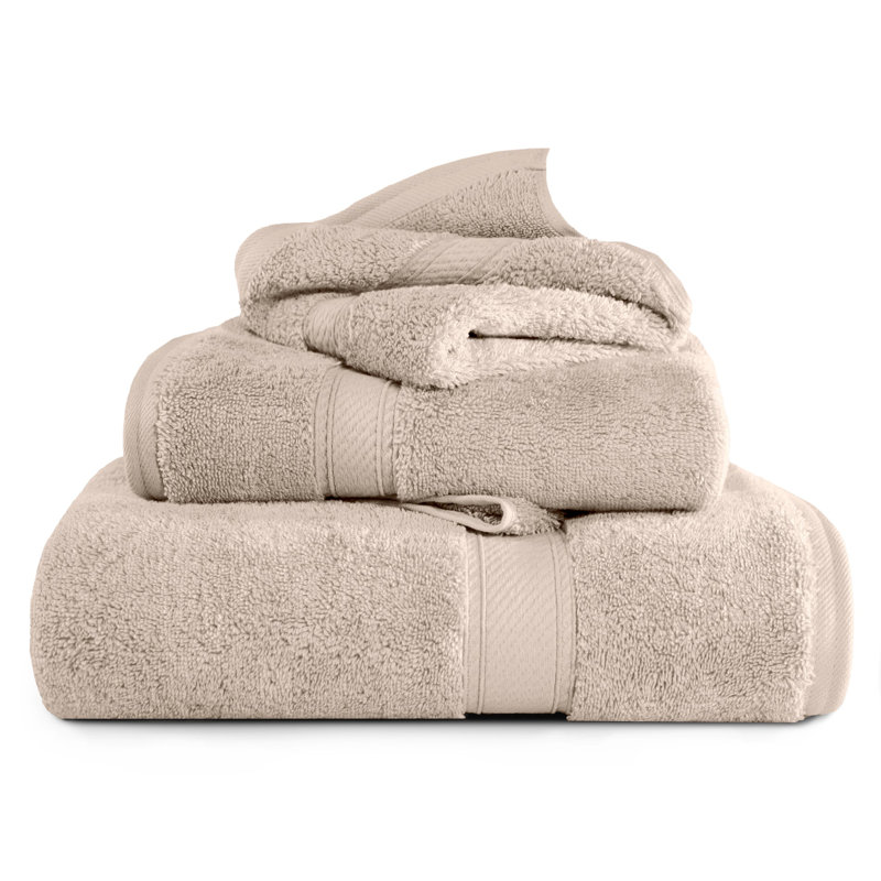 Scotia Egyptian Cotton Bath Towel Set, Stone, 3Pc Towel Set  (1Bath, 1Hand, 1Face)