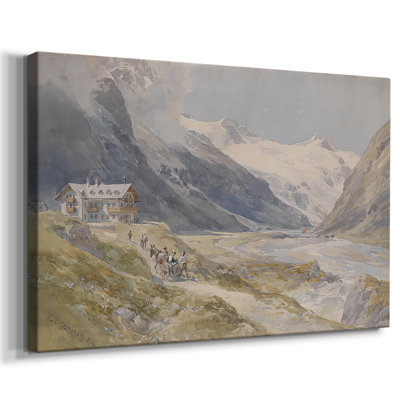 Vallée alpine avec Hotel-Edward Theodore Compton-Toile tendue avec châssis-c. Fin du 19e siècle / début du 20e siècle