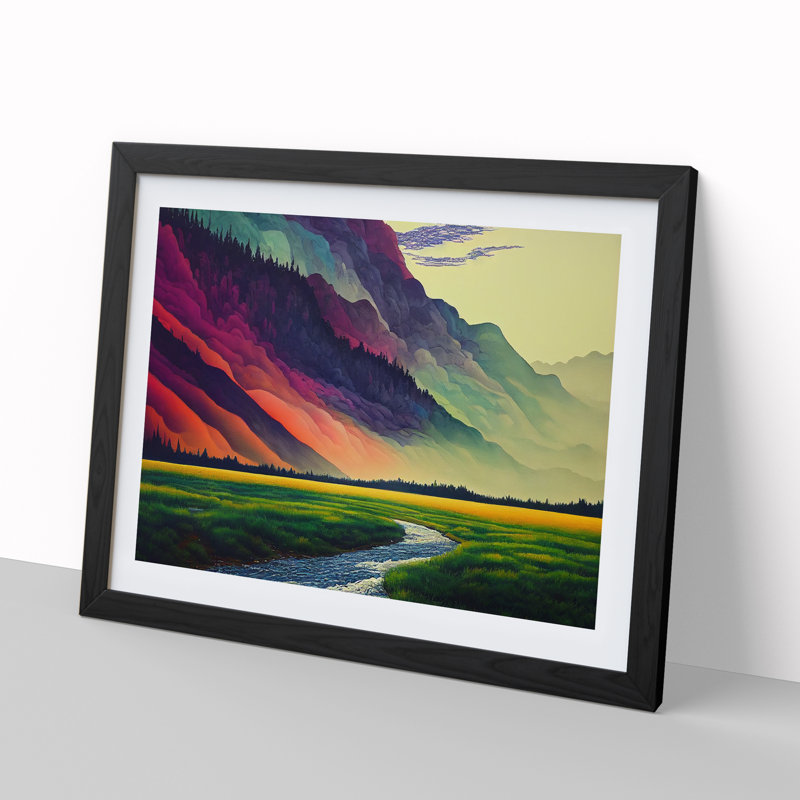 Mountain River - Framed Print, 46cm H x 64cm W x 2cm D, Black Framed