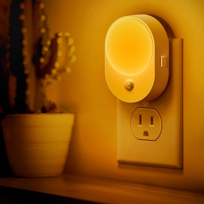 Motion Sensor Night Light 2-Pack Plug In Wall Lights With Dual Sensor Motion And Dusk To Dawn 2000K Amber Adjustable Brightness For Bathroom Hallway Kitchen