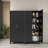 71" Steel Storage Cabinet With 2 Shapely Doors And Adjustable Shelves, Multi-Functional Storage For Bedroom, Living Room, And Kitchen-1899716269