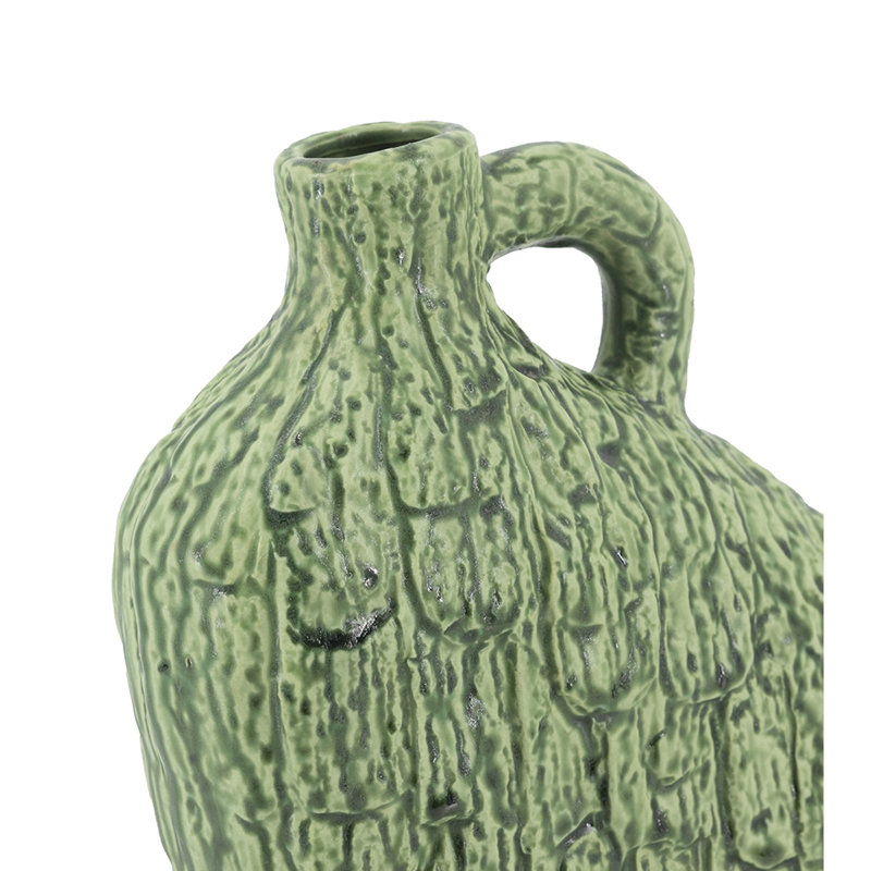 Vase asymétrique en céramique verte, 8.3" H x 8.1" W x 3.1" D