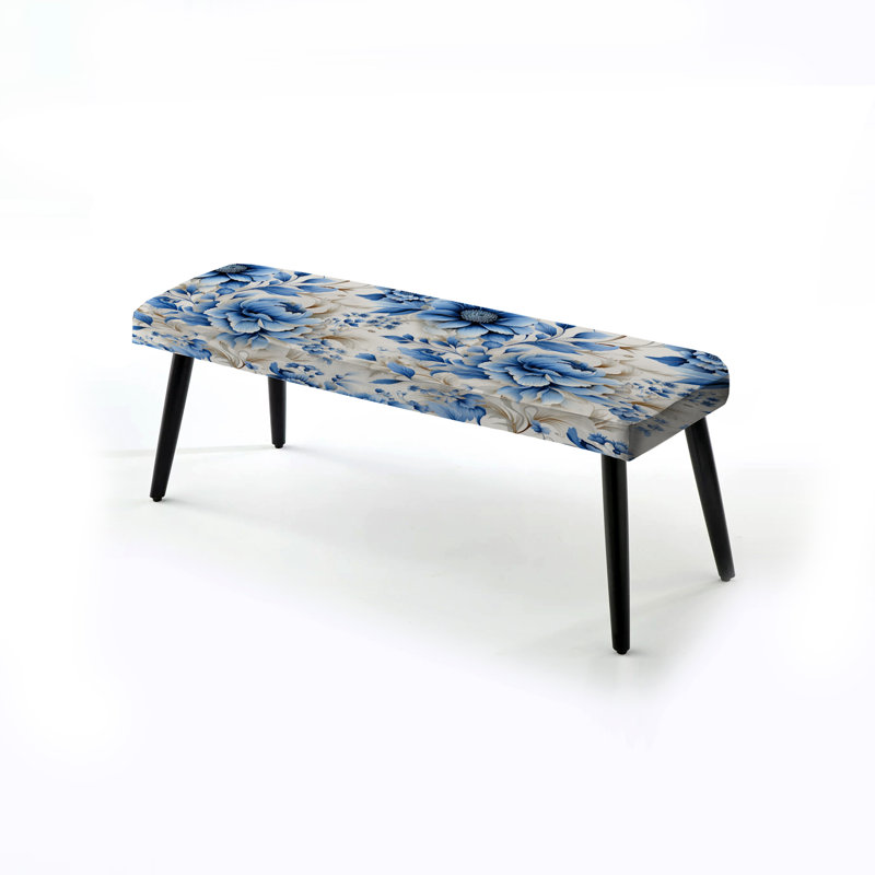 Motif victorien complexe de dentelle cobalt complexe - banc noir rembourré floral