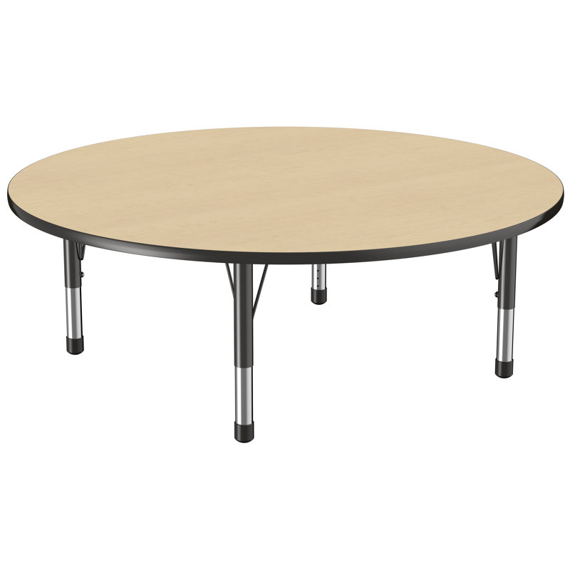 Table ronde à hauteur réglable, H 24 po x L 60 po x l 60 po, Érable / noir, Épais