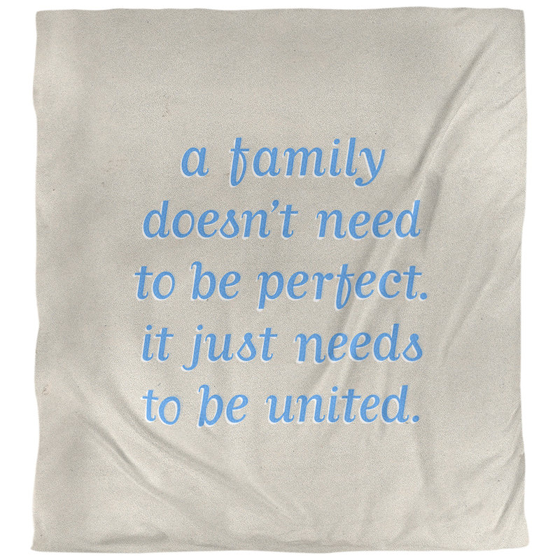 Housse de couette simple family love quot, Housse de couette pour grand lit, Blanc / bleu contrastant