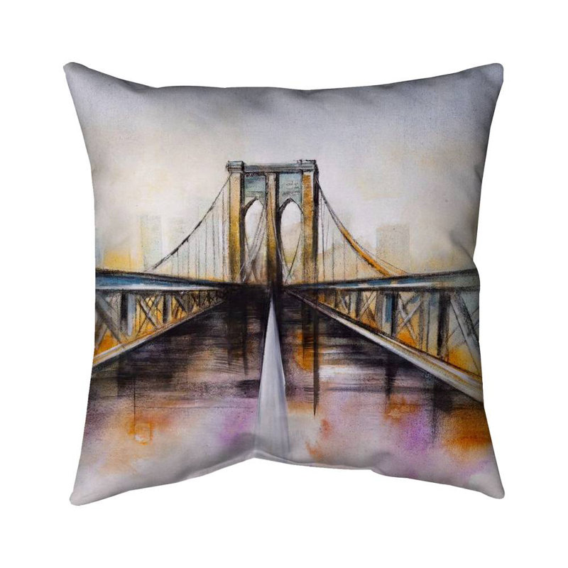 Colorful brooklyn bridge - 18"x18" Throw pillow - Poly twill - Print on demand, Polyester/Polyfill, 18"x18'