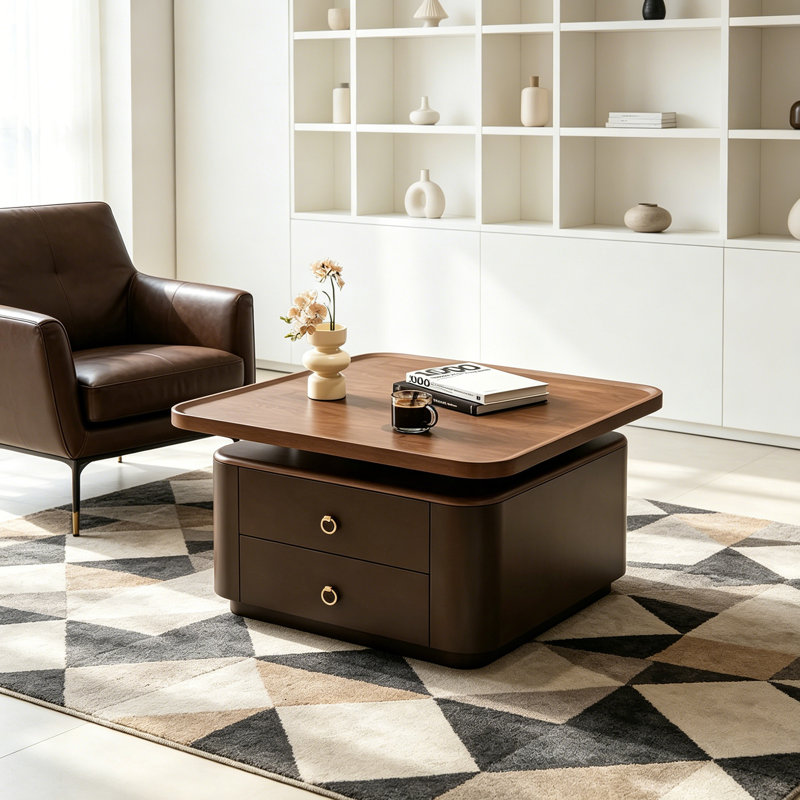 Table basse avec rangement Minimal, H 16,53 po x L 27,55 po x l 27,55 po